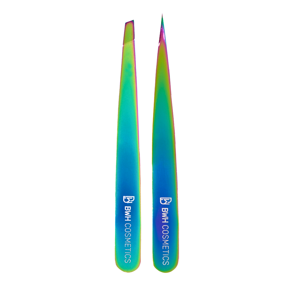 Pointed and Slanted Tweezer set w/ Pouch BWH Cosmetics