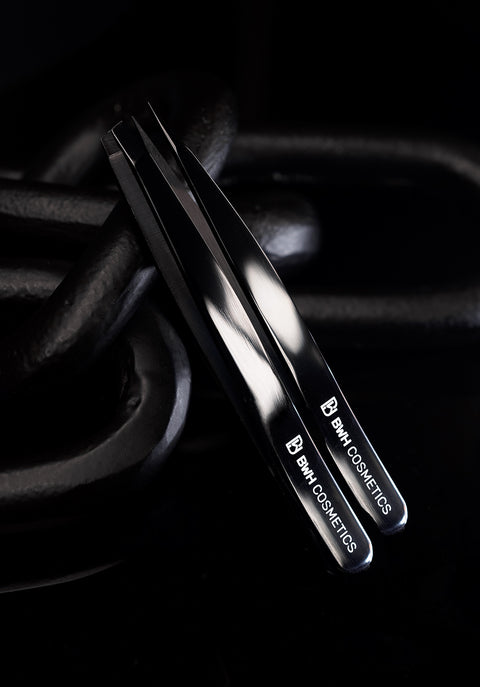 Pointy + Slanted Midnight Chrome Tweezers